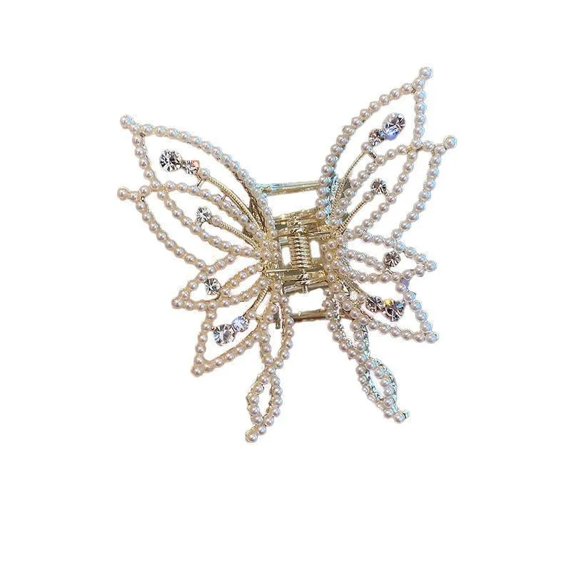 Butterfly design women's hair clip barrette with alloy construction and electroplated finish