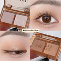 Cool two-tone eyeshadow palette showing pink and black matte shimmer eyeshadows in sweet and spicy punk style
