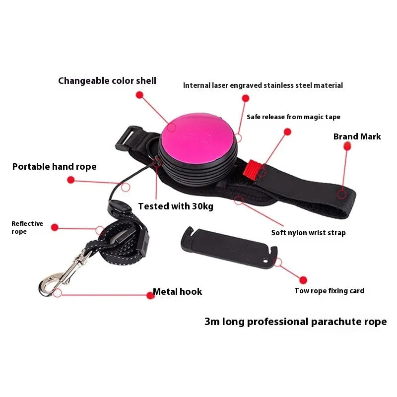 Automatic retractable dog leash extended to 3 metres with explosion-proof mechanism in vibrant orange colour