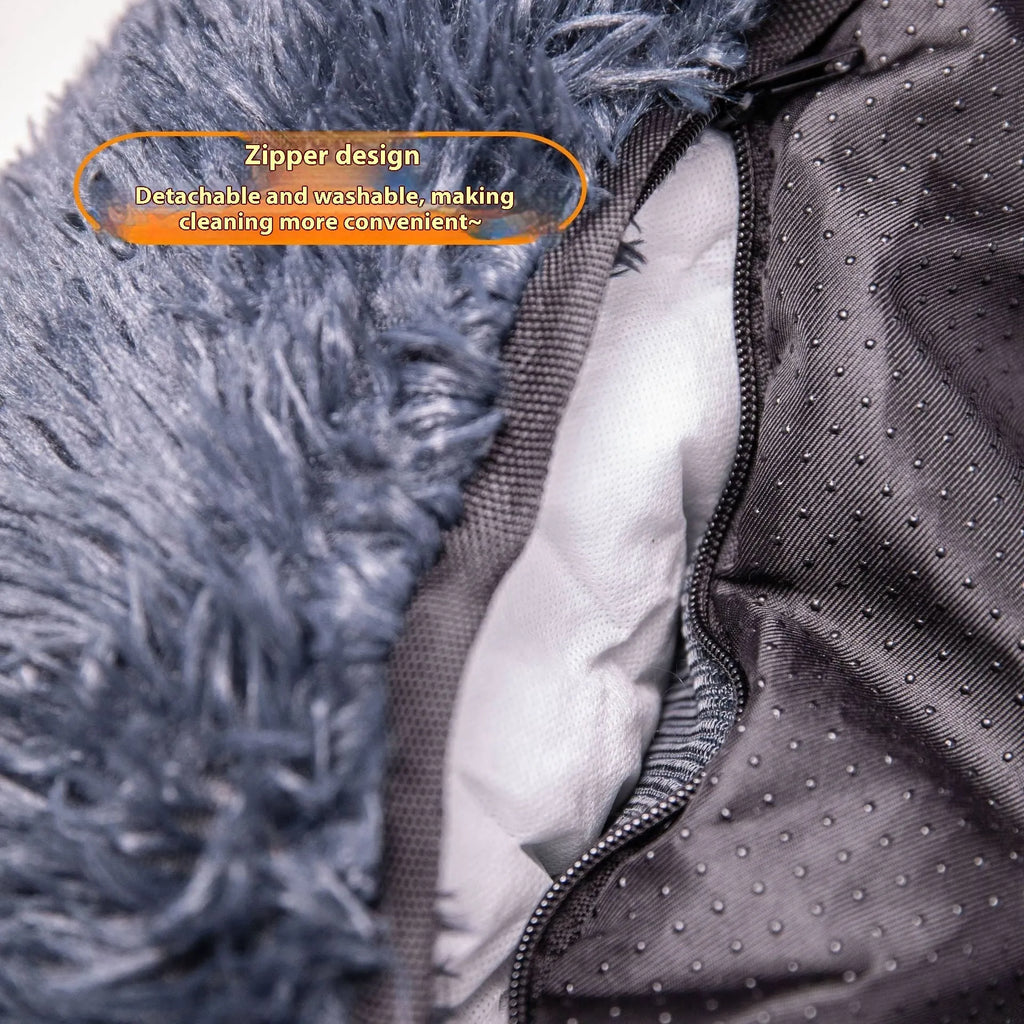 Winter thicken thermal vehicle pet mat in cloth fabric showing dark grey and beige colour options