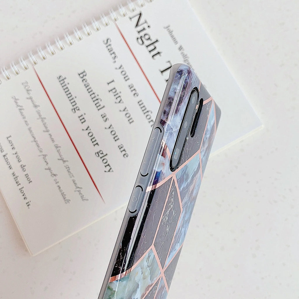 Electroplated marble pattern TPU phone case for Huawei and Samsung smartphones in multiple colours