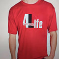 A red men's loose-fit cotton t-shirt with short sleeves and a round neck, laid flat.