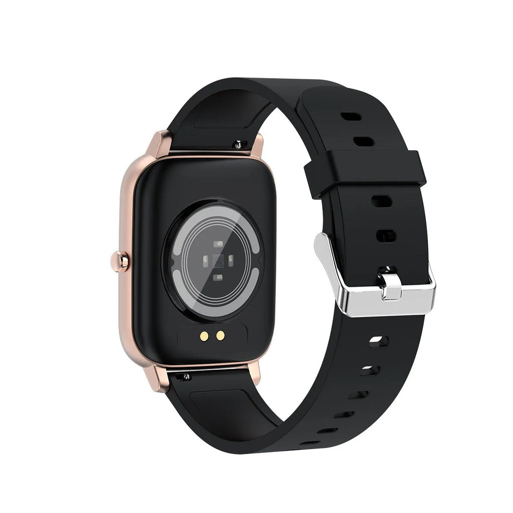 H80 smart watch with ECG and blood oxygen monitoring on a silicone strap, showing the 1.69-inch touch screen.