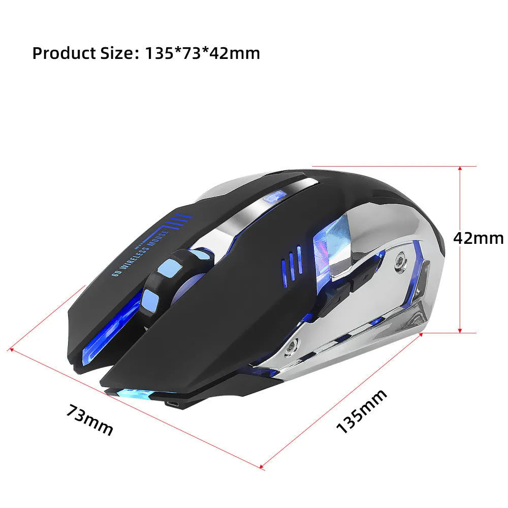 HXSJ wireless mouse black ergonomic design with six buttons and USB receiver
