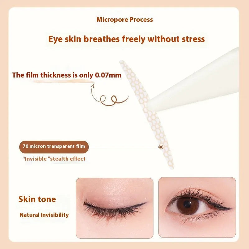 Roll of 120 invisible lace double eyelid stickers in packaging, showing Crescent and Olive shape options.