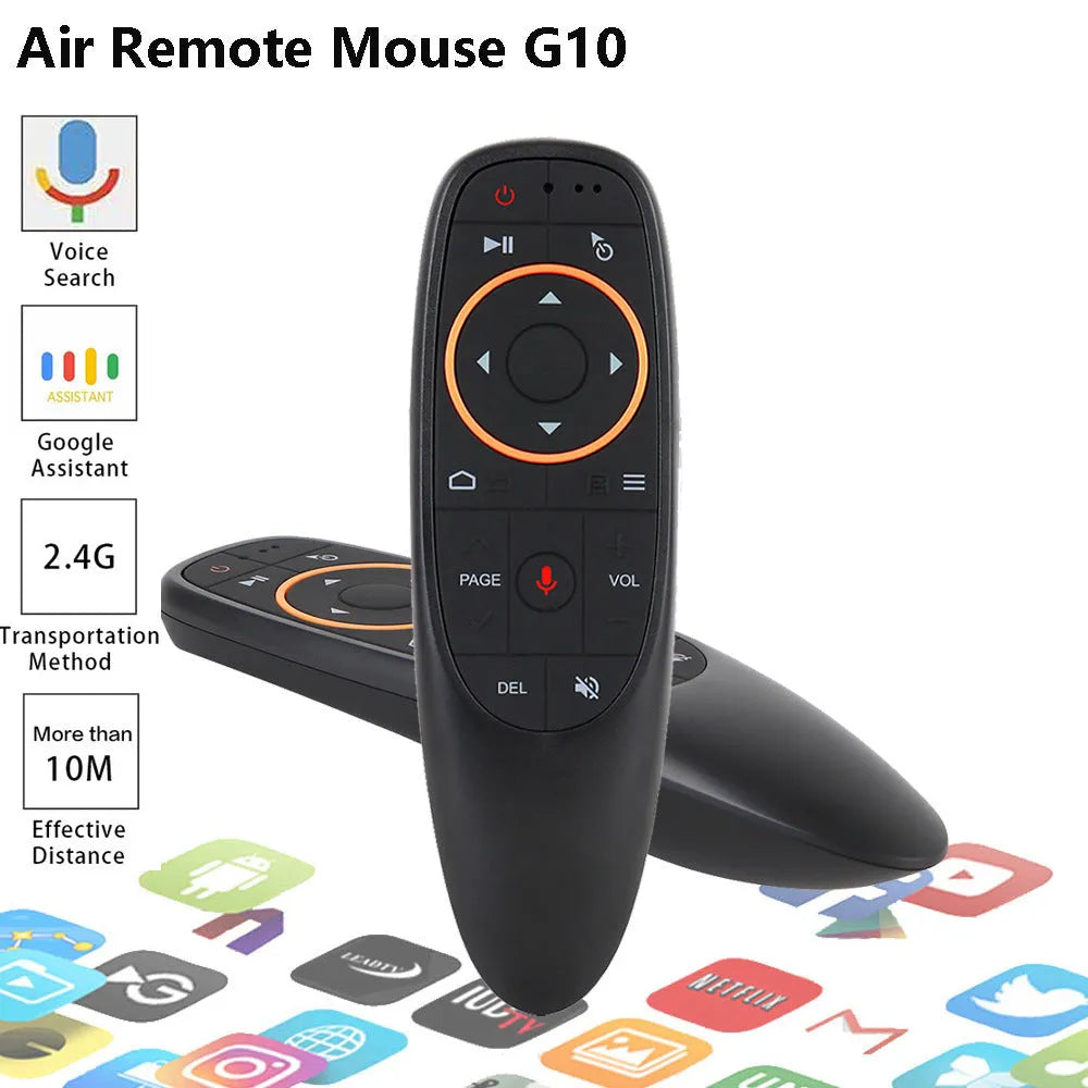 G10 series intelligent voice remote control with plastic shell and silicone buttons for Android players