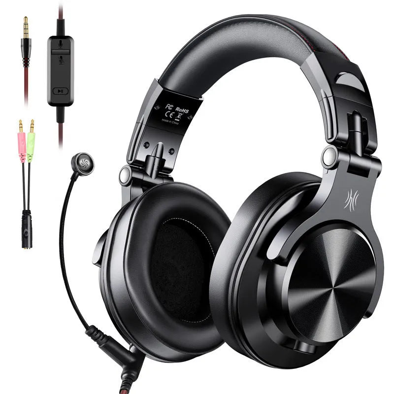 Black or red OneOdio closed-back over-ear wired headphones with 40mm speaker drivers.