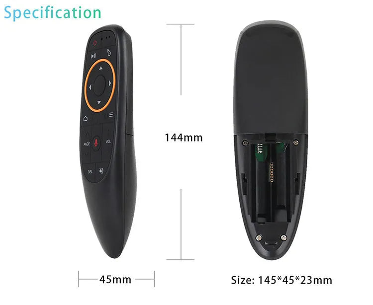 G10 series intelligent voice remote control with plastic shell and silicone buttons for Android players