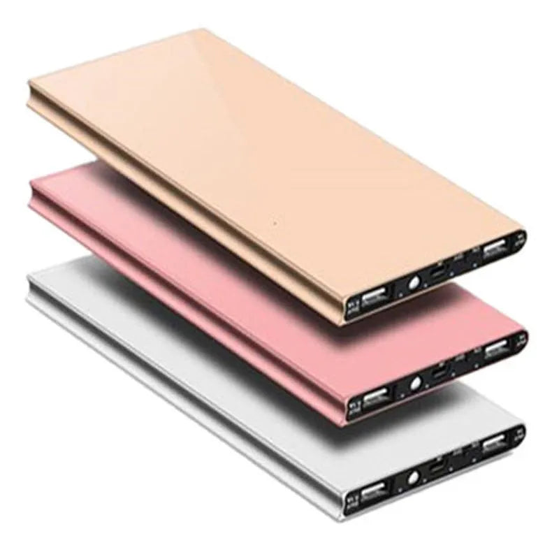 Alloy power bank with multi U port output in black, compact rectangular shape
