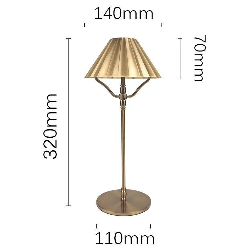 Gold alloy desk lamp with touch controls and USB Type-C charging port