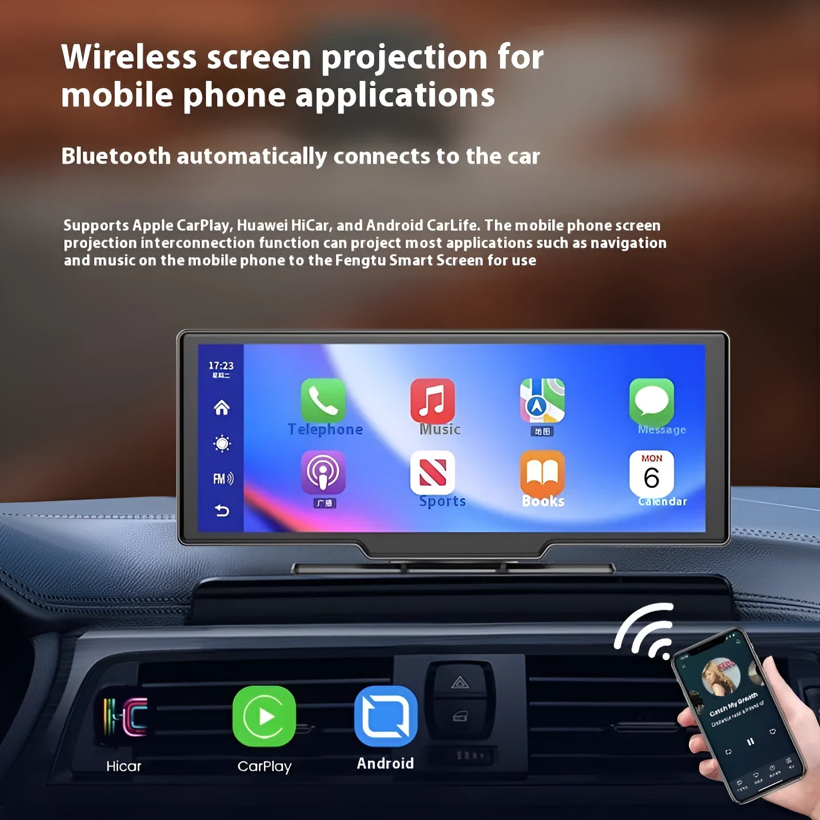 10-inch CarPlay smart screen with touchscreen and dual recording camera for vehicles
