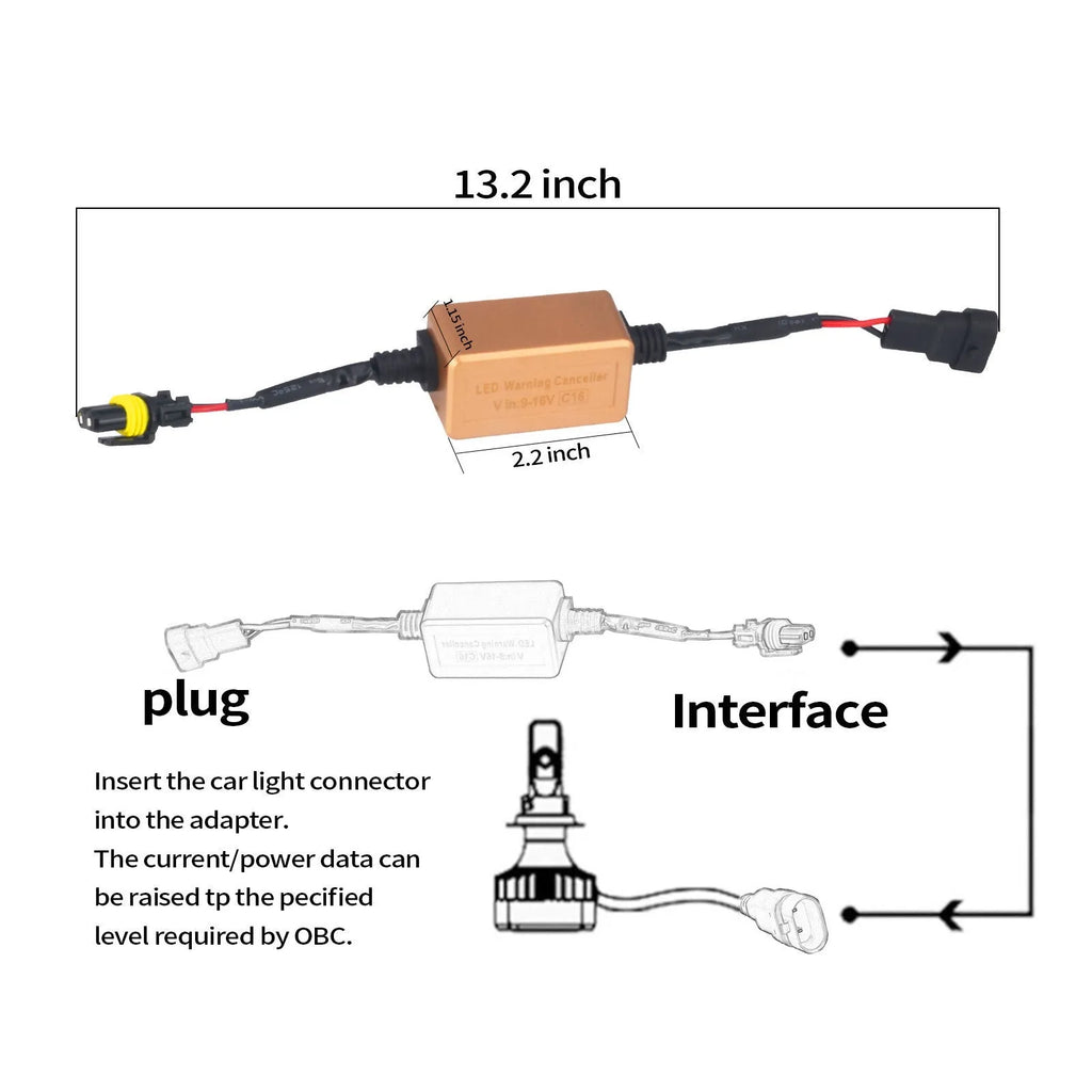 Black alloy LED car headlight Canbus decoder for H4 H7 H11 compatibility.