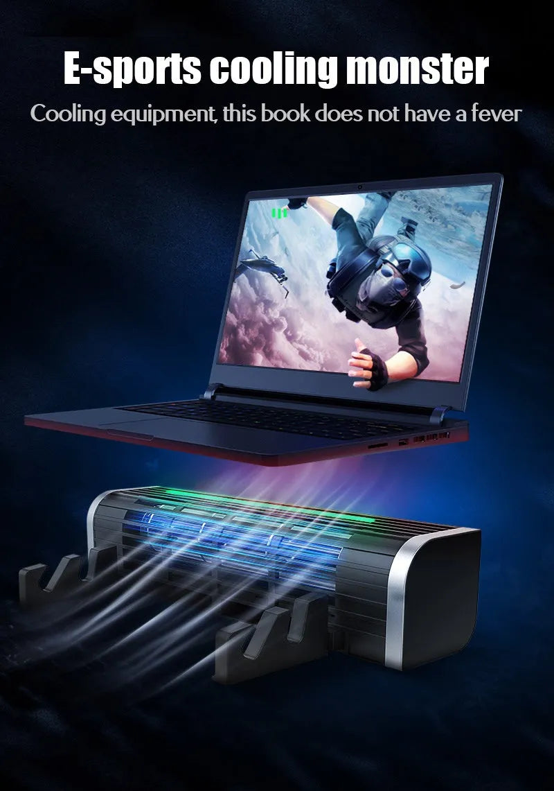 Black notebook cooler with dual fans, dimensions 294mm wide by 65mm high.