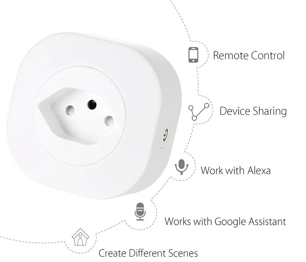 16A smart WiFi socket plug with EU, US, and Swiss configurations for voice-controlled home automation