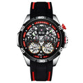 Men's automatic mechanical watch with luminous hollow dial and 14mm case thickness