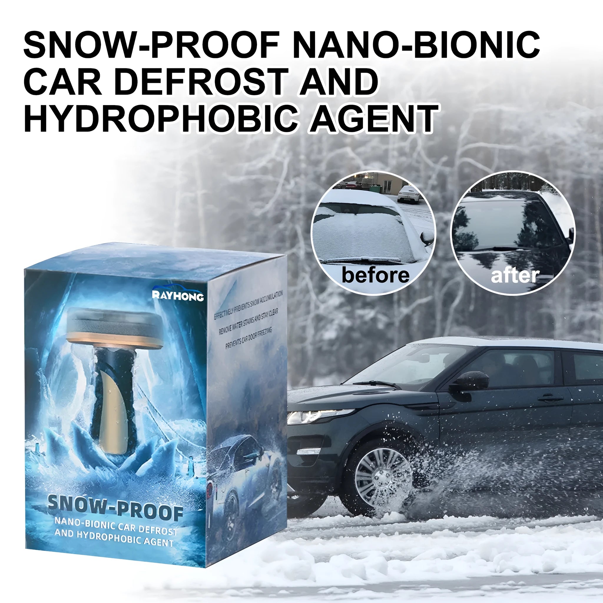 Hydrophobic nano coating car snow brush with compact 5x9x14cm dimensions and PE construction