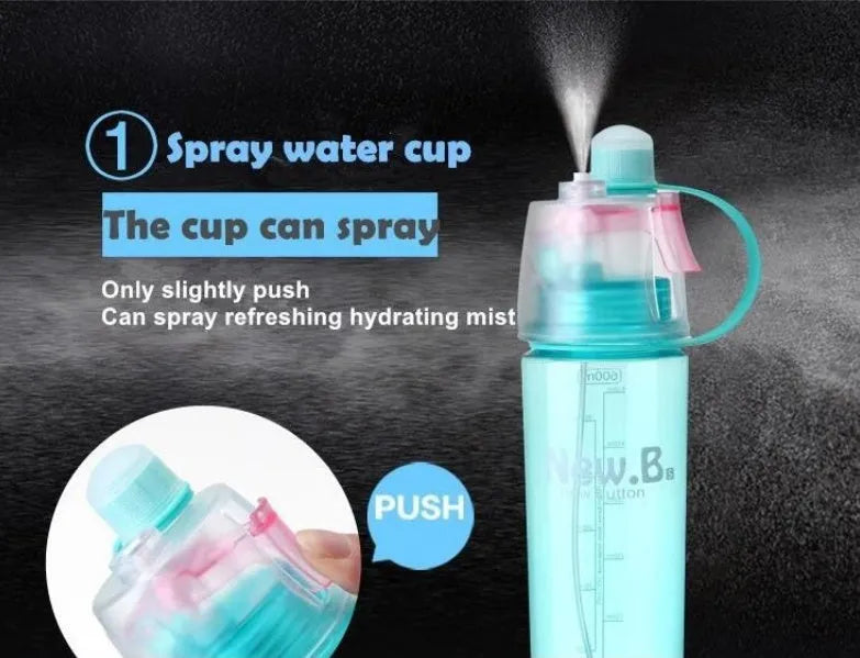 600ml spray water bottle in pink with mist spray function for cycling and outdoor use