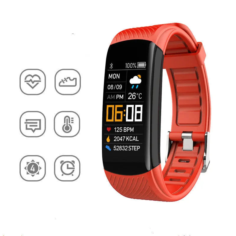 Adult sports silicone pedometer bracelet with 0.96-inch touch screen in multiple colour options
