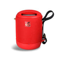 Compact rectangular portable Bluetooth speaker in multiple colours with a carrying strap.