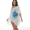 White plus size beach cover-up blouse for swimming and sun protection