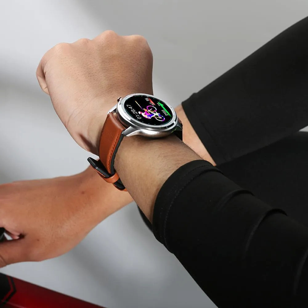 LEMFO LF26 smart bracelet with 1.3-inch screen shown in one of five colour options: Black, Brown, or Silver.