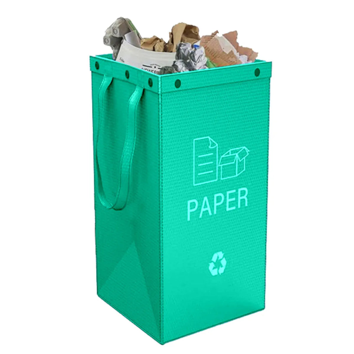 Blue foldable 40L handbag garbage bin for household waste classification and storage.