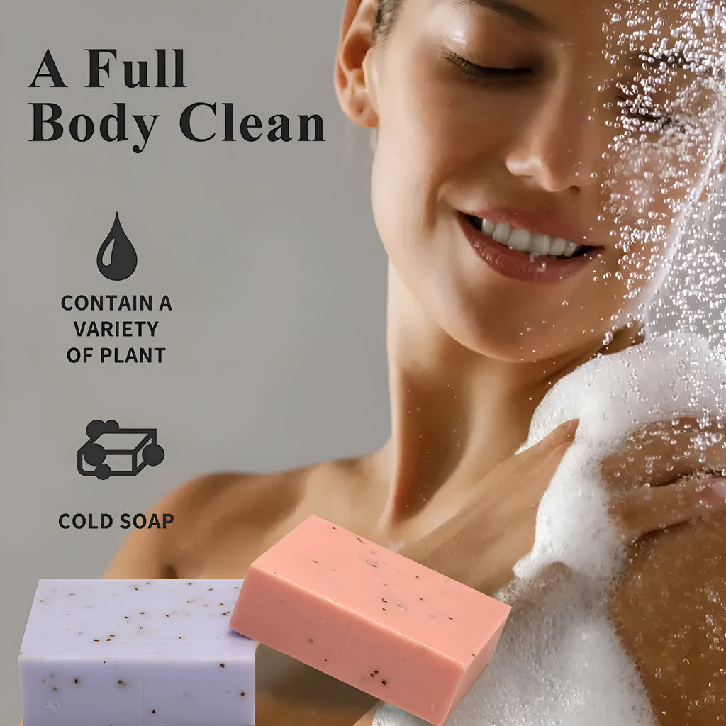 Handmade essential oil soap bar with frosted texture in 100g size