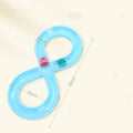 Blue and white cat turntable track ball toy with spinning mechanism for interactive play