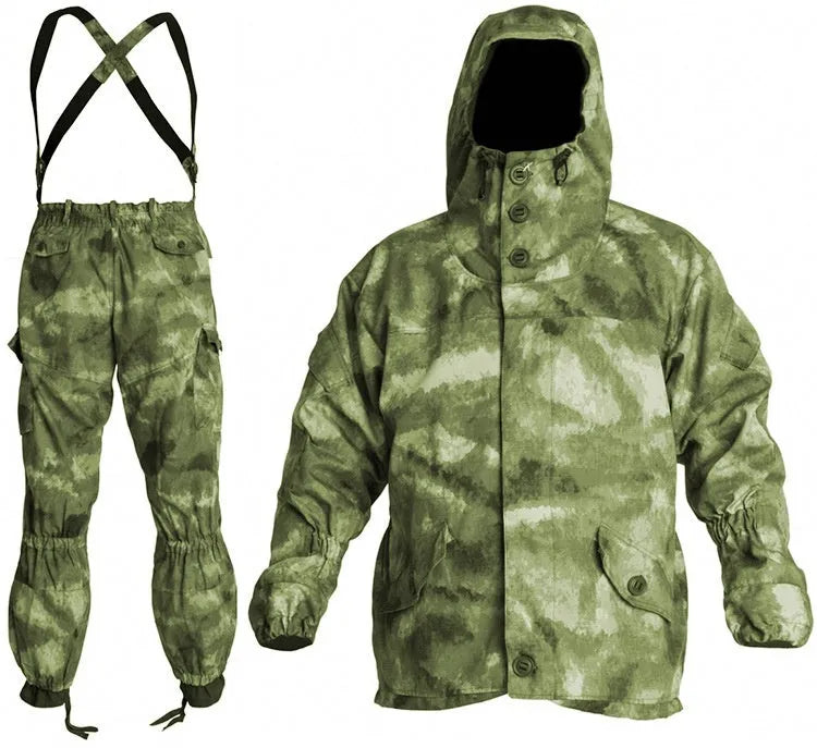 Men's special forces style mountain battle suit jacket and trousers in tactical green colour