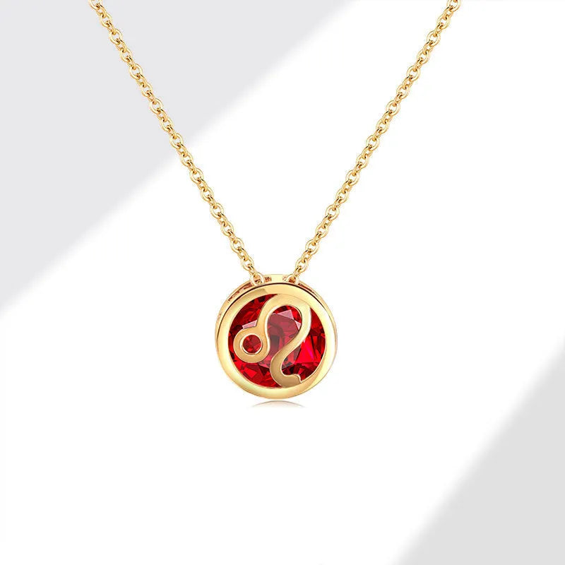 Women's gold electroplated copper zodiac constellation pendant necklace on O-ring chain