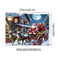 Red Christmas banner with Santa Claus print measuring 210cm wide by 150cm high