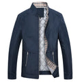 Winter thick business casual stand collar jacket in black with front zipper and loose fit
