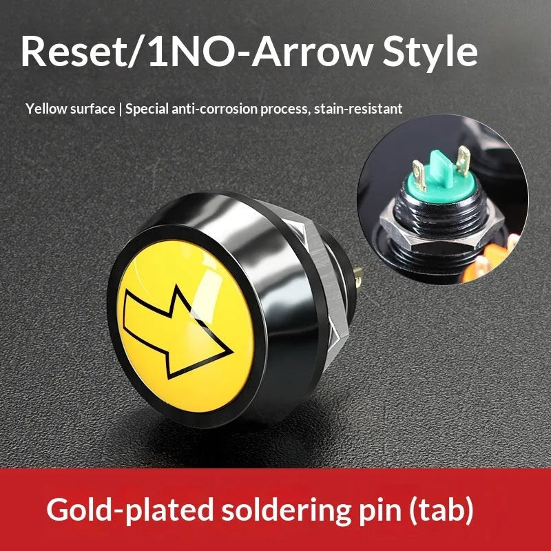 12mm red wave spherical handle self-resetting button with waterproof housing and silver-plated contacts