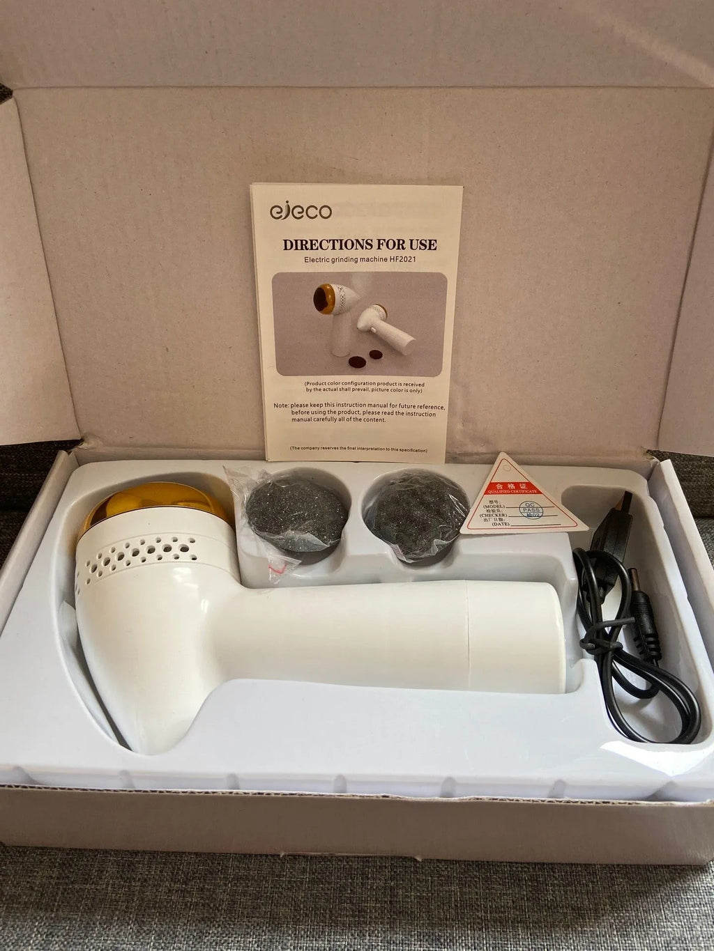 Electric foot grinder with quartz grinding head in gold, pink or silver finishes