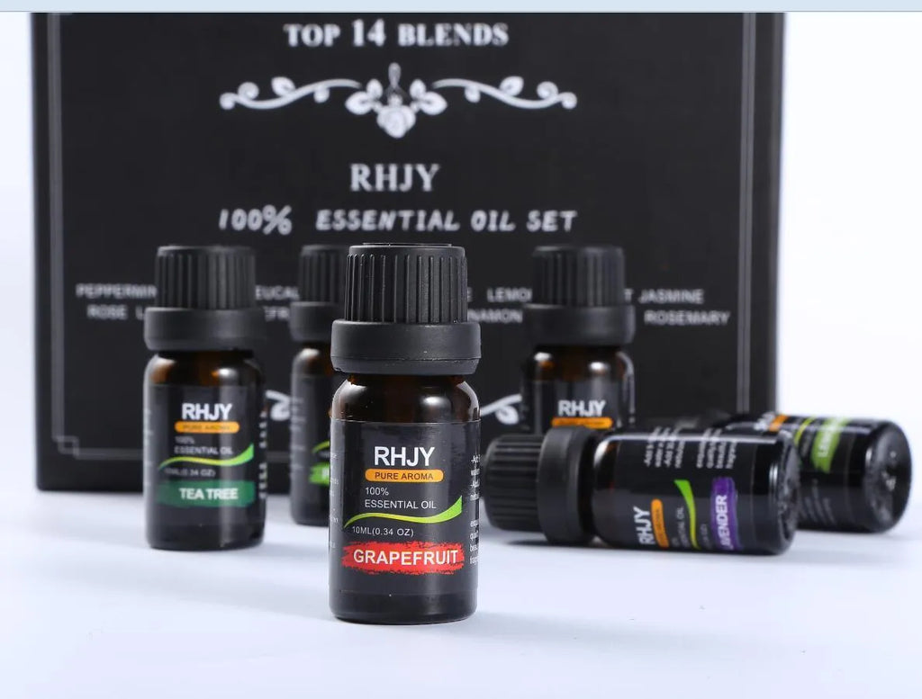 Set of fourteen 10ml bottles of 100% pure aromatherapy essential oils in various fragrances