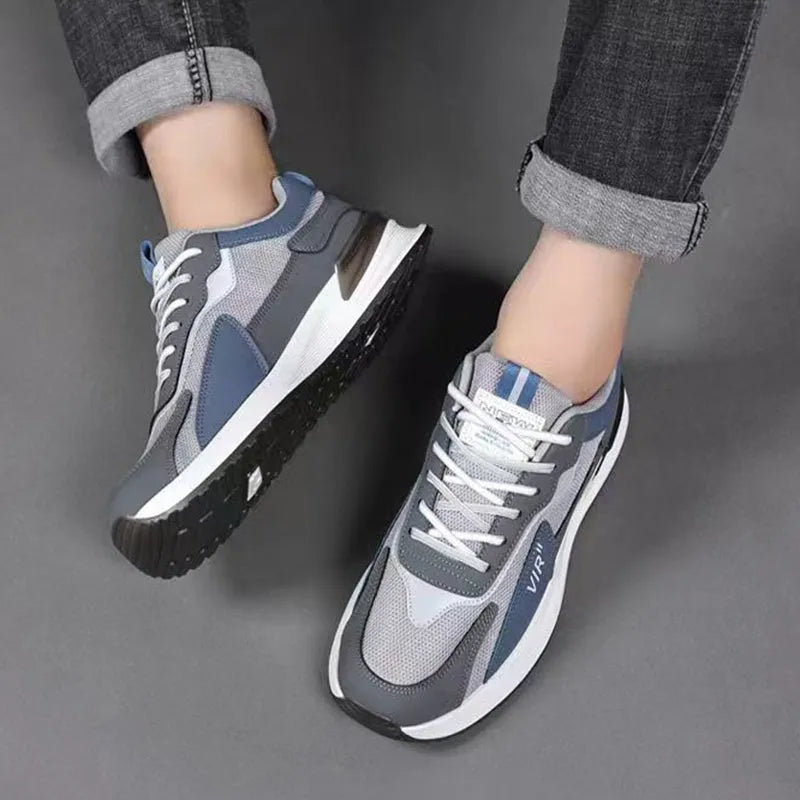 Men's colour block mesh sneakers with lace-up design and breathable upper