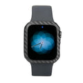 Bright black carbon fibre half wrap leather case on a 44mm Apple Watch 4