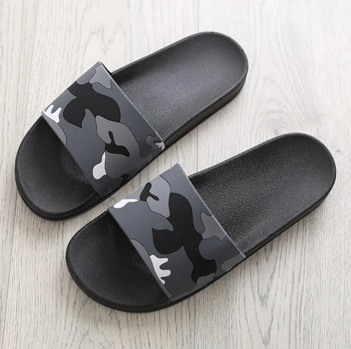 Men's extra large non-slip camouflage PVC bathroom slippers, grape granule texture, size 47-50