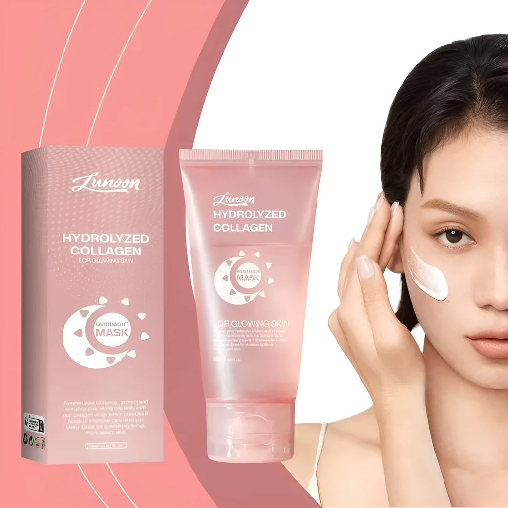 Collagen night face mask 75ml bottle with brush for firming anti-wrinkle skincare
