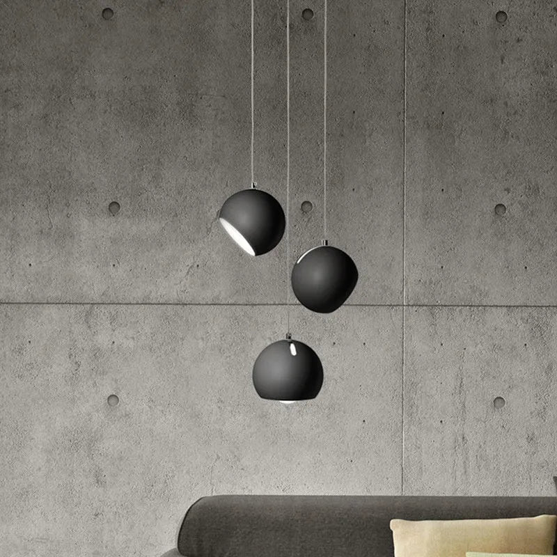 Modern ball chandelier table lamp in Nordic style, shown in single-head and three-head configurations.