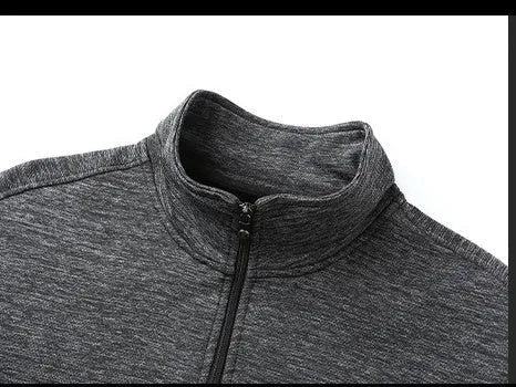 Men's athletic jacket with stand-up collar and front zipper in blended fabric