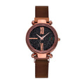 Ladies quartz watch with round 32mm dial and stainless steel jewellery clasp, shown in multiple colours.