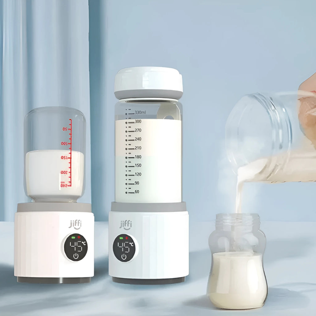 White portable milk warmer with 350ml capacity and 9000mAh battery