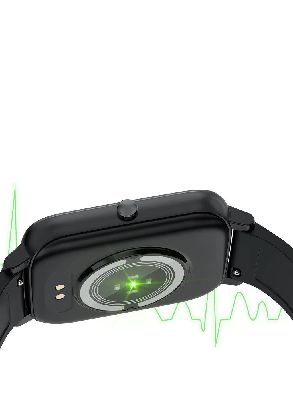 H80 smart watch with ECG and blood oxygen monitoring on a silicone strap, showing the 1.69-inch touch screen.