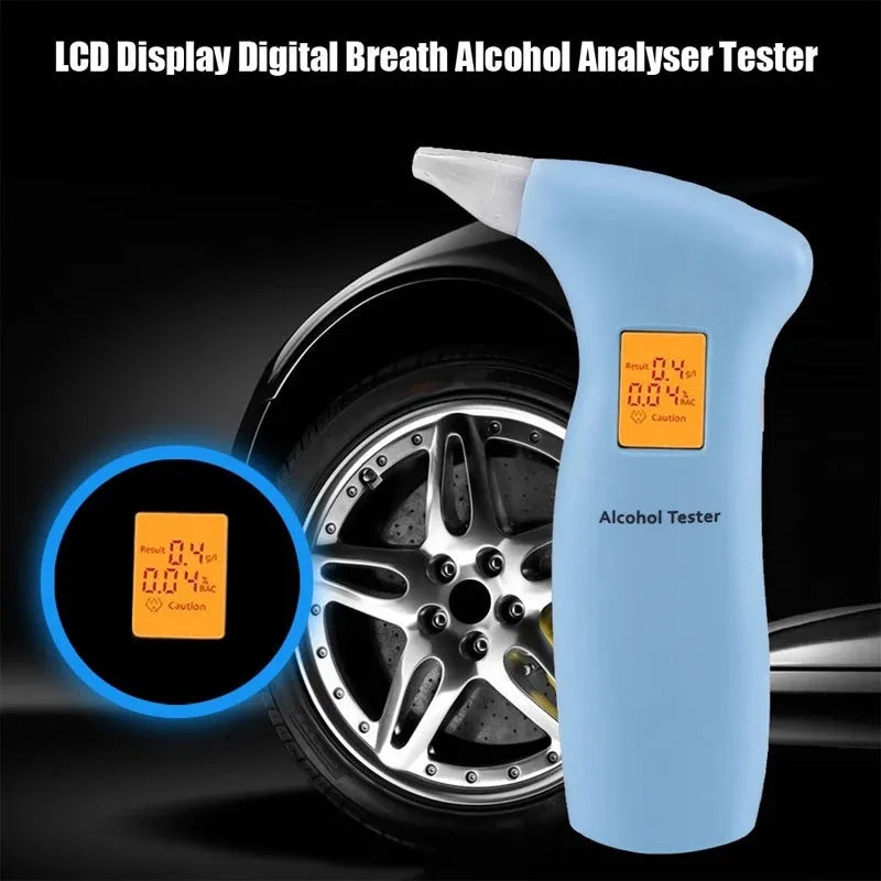 Portable orange breath alcohol tester with replaceable mouthpieces for drivers