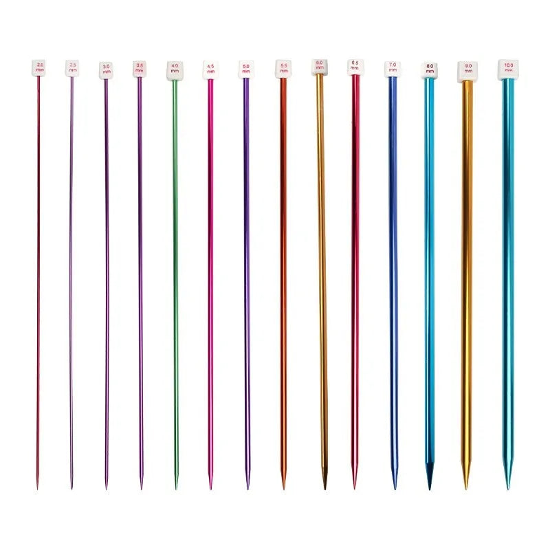 Set of 14 different sized crochet hooks with protective caps for knitting and yarn crafts
