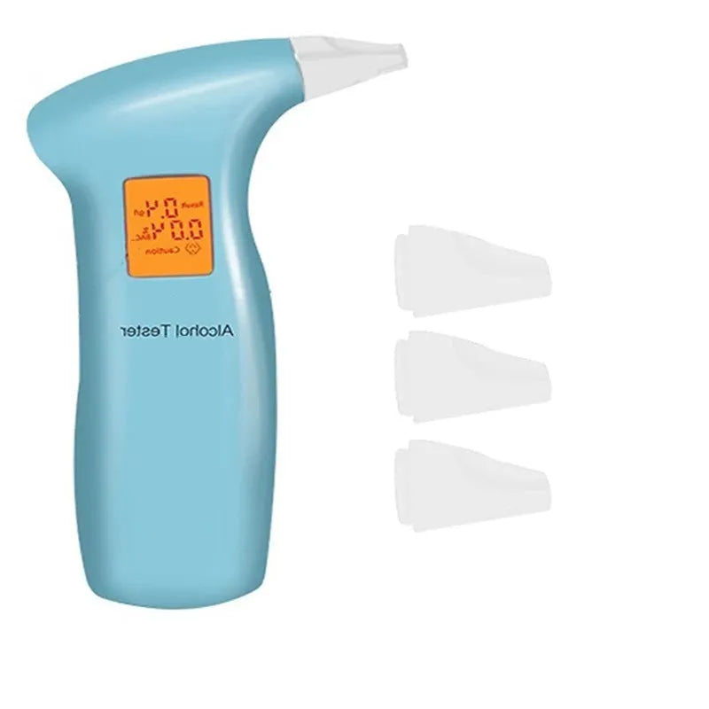 Portable orange breath alcohol tester with replaceable mouthpieces for drivers