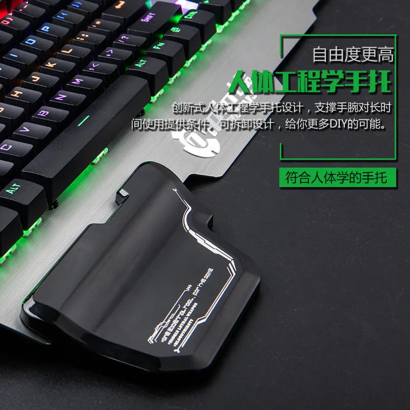Silver grey wired mechanical gaming keyboard with aluminium frame and mixed LED backlighting