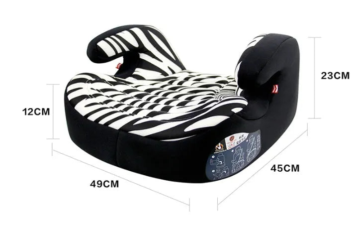 Knitted fabric child booster car seat with HDPE shell and three-point belt installation