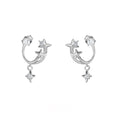 Track zircon ear studs S925 sterling silver star shape white gold colour for women